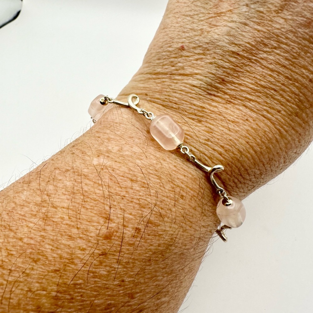 Tiffany & Co Silver & Pink Rose Quartz Twist Bracelet - Picture 7 of 9